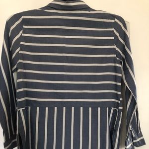 Abercrombie & Fitch woman’s blouse, size L. Blue & white stripe, long sleeve.